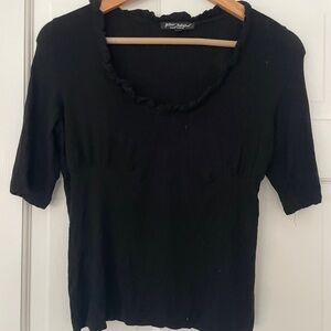 Betsey Johnson Black Ruffled Top Vintage 90s T shirt Large